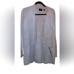 Gray Open-Front Cardigan Sweater